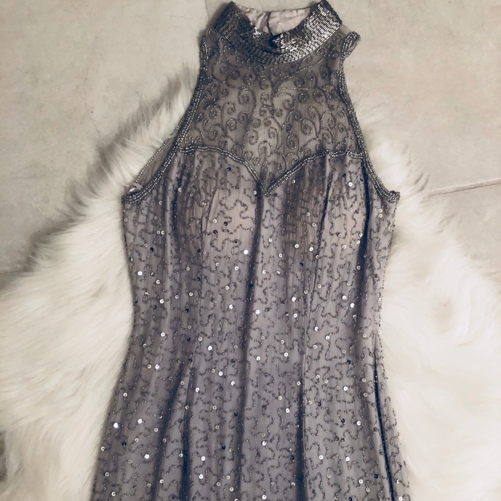 Silver Beaded Halter Dress, size Small - Picture 5 of 8